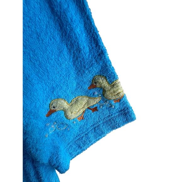 Quacker Factory Zip-Front Bright Blue Chenille Robe Rubber Duckies Size XS - Picture 5 of 16